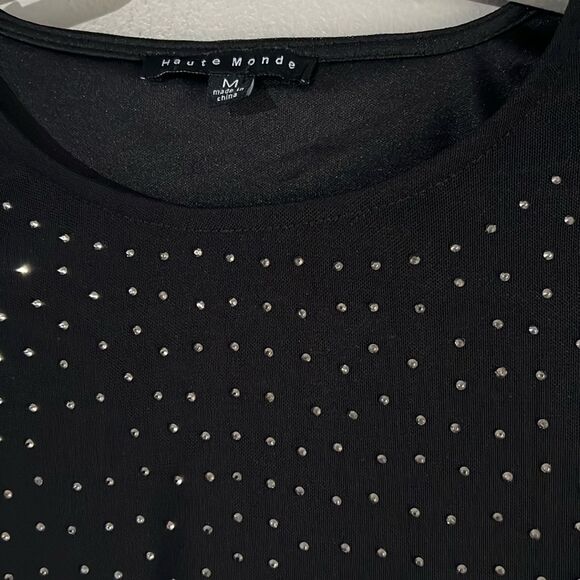 Haute Monde semi sheer mesh studded sequin blouse - Picture 5 of 8